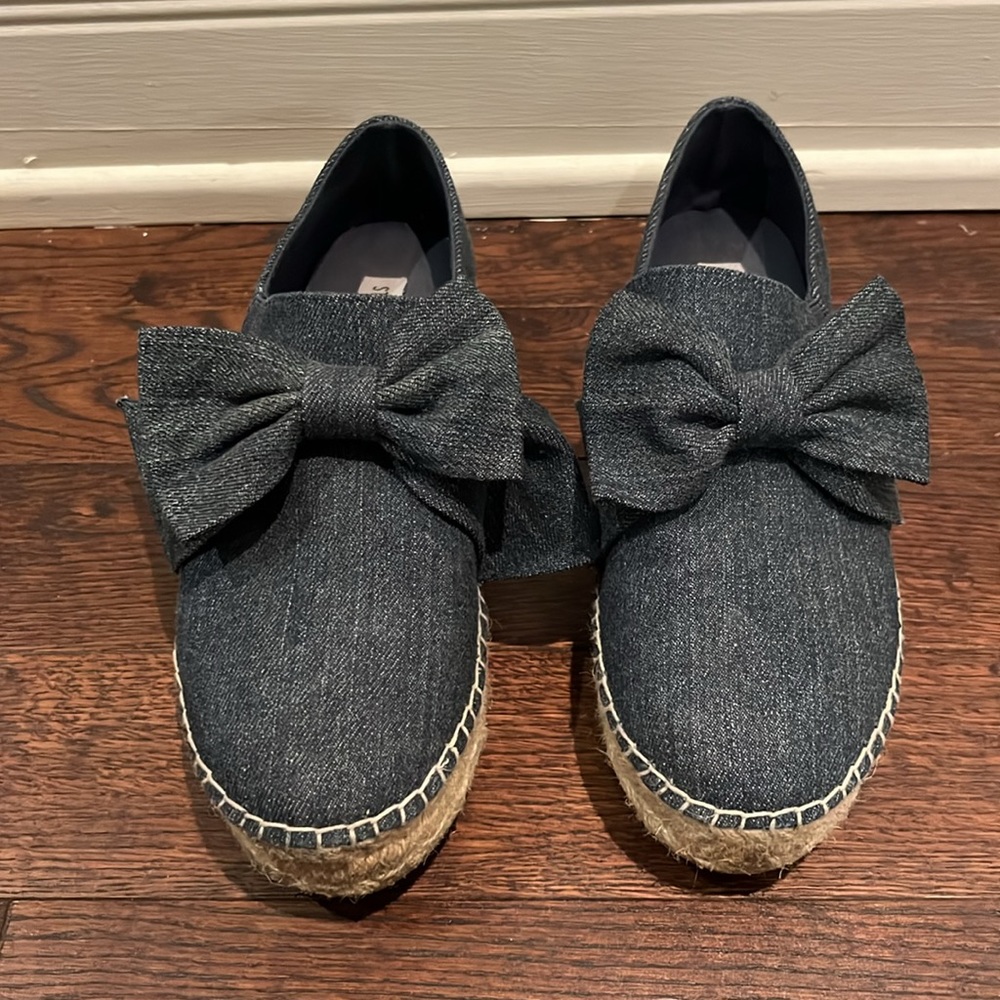 Steve Madden Pounce Denim Bow Espadrilles Shoes